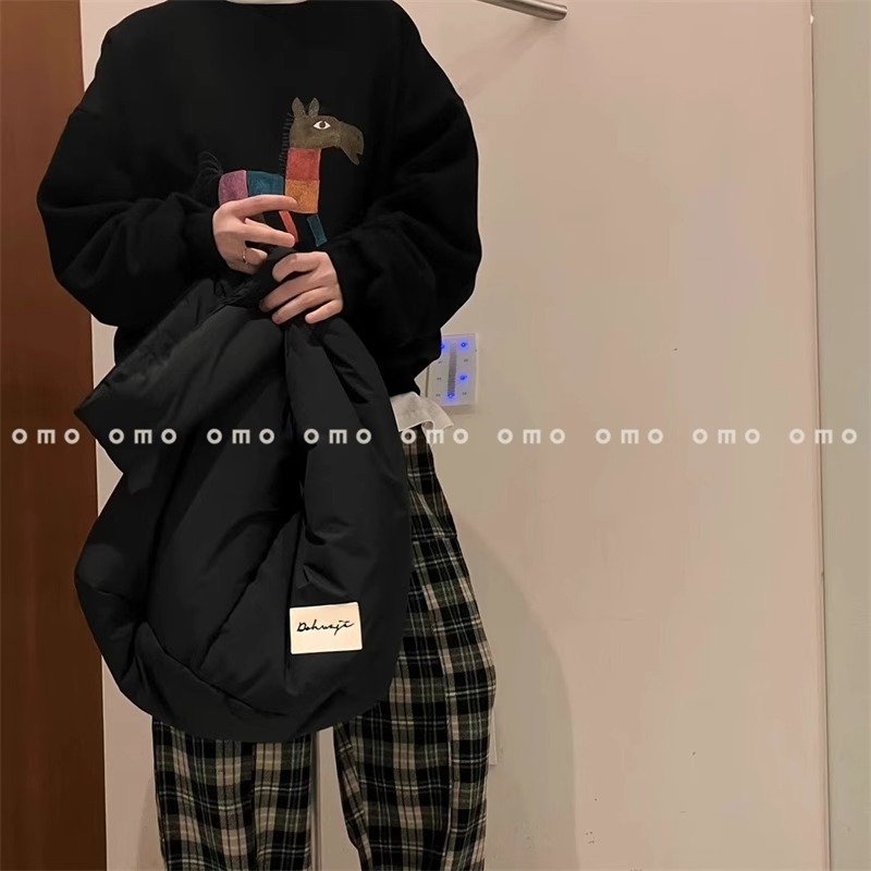 黑色现货~韩国代购25秋季款宽松百搭彩色小马印花加绒卫衣长袖女