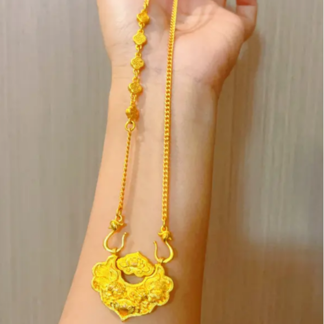 合金项链 合金材质【祥云花项链+锦鲤锁包】时尚百搭古风精美国风