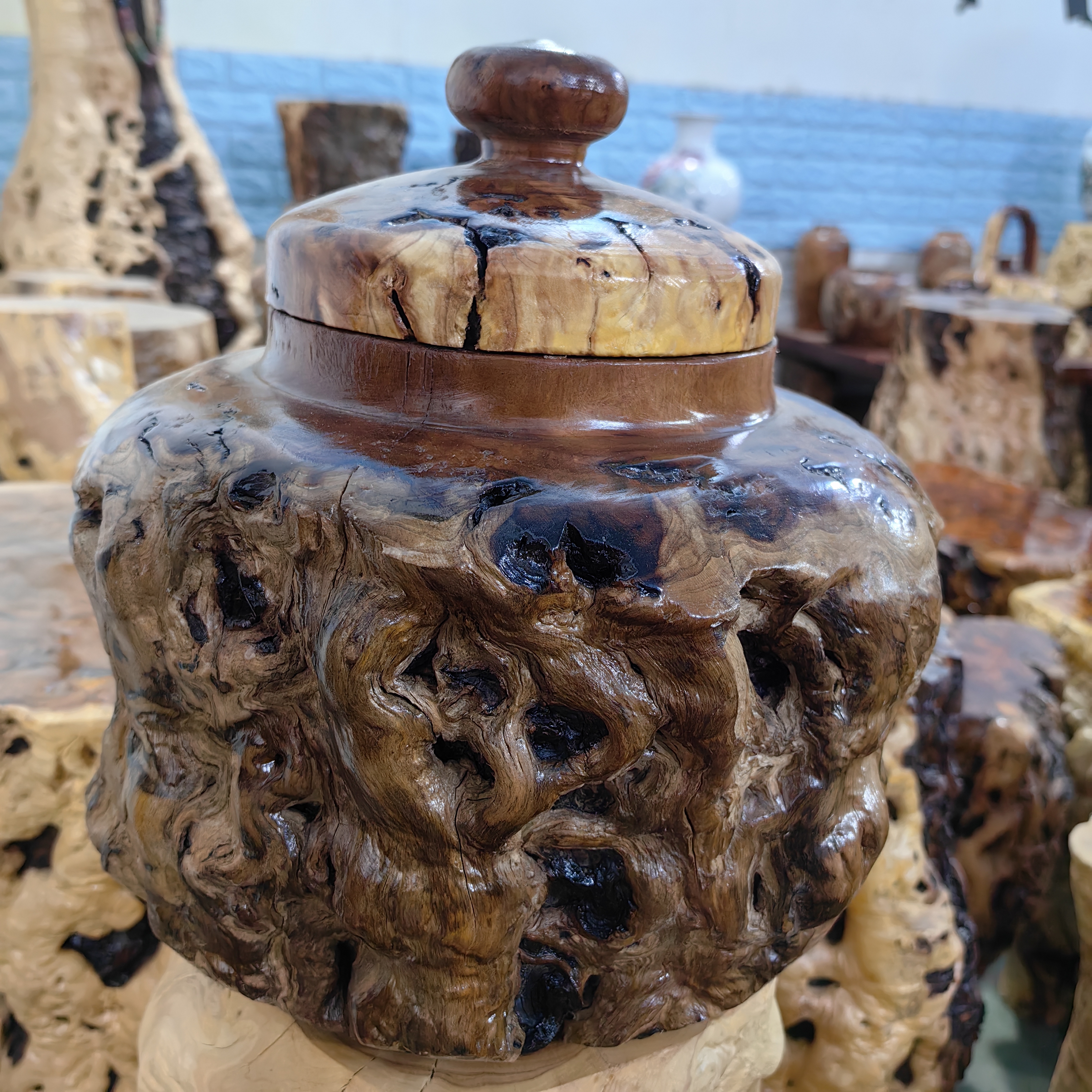 新郑枣木茶叶罐摆件