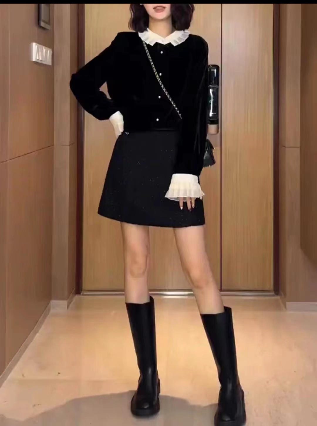 【亮丝满天星重工串珠短裙】高级感显瘦a字半身短裙