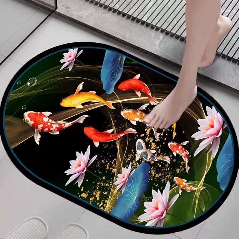 3D金鱼家用吸水防滑垫硅藻泥软地垫门口入户门卫生间浴室防滑地垫