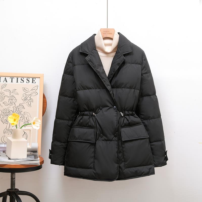 欧货洋气西装领大码羽绒服女短款时尚白搭显瘦白鸭绒冬季保暖外套