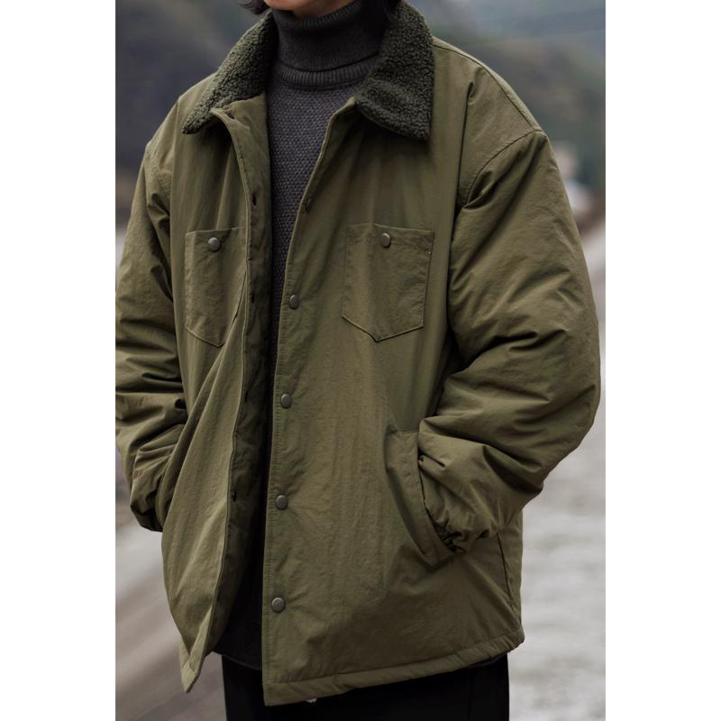 【小扬直播推荐】秋冬季日系复古休闲羊羔毛翻领轻薄工装口袋夹棉