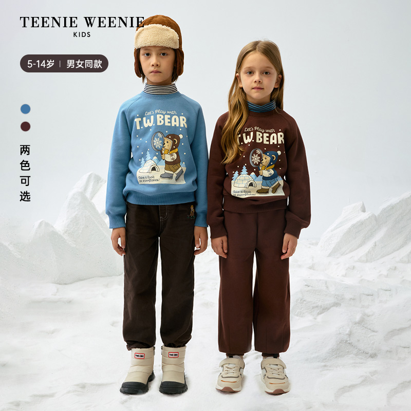 TeenieWeenie Kids小熊童装24秋冬印花半高领加绒卫衣TKMA248T92I