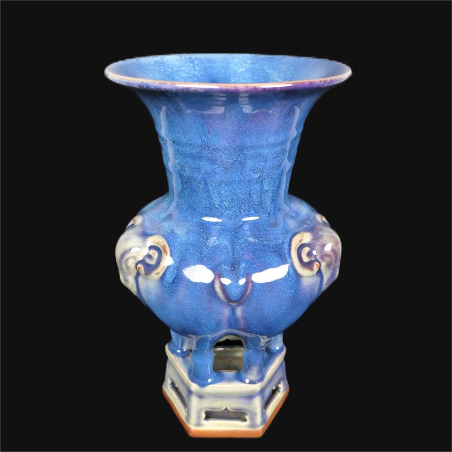 《三羊开泰尊》22*38cm手工煤窑烧制窑变高档钧瓷珍藏精品