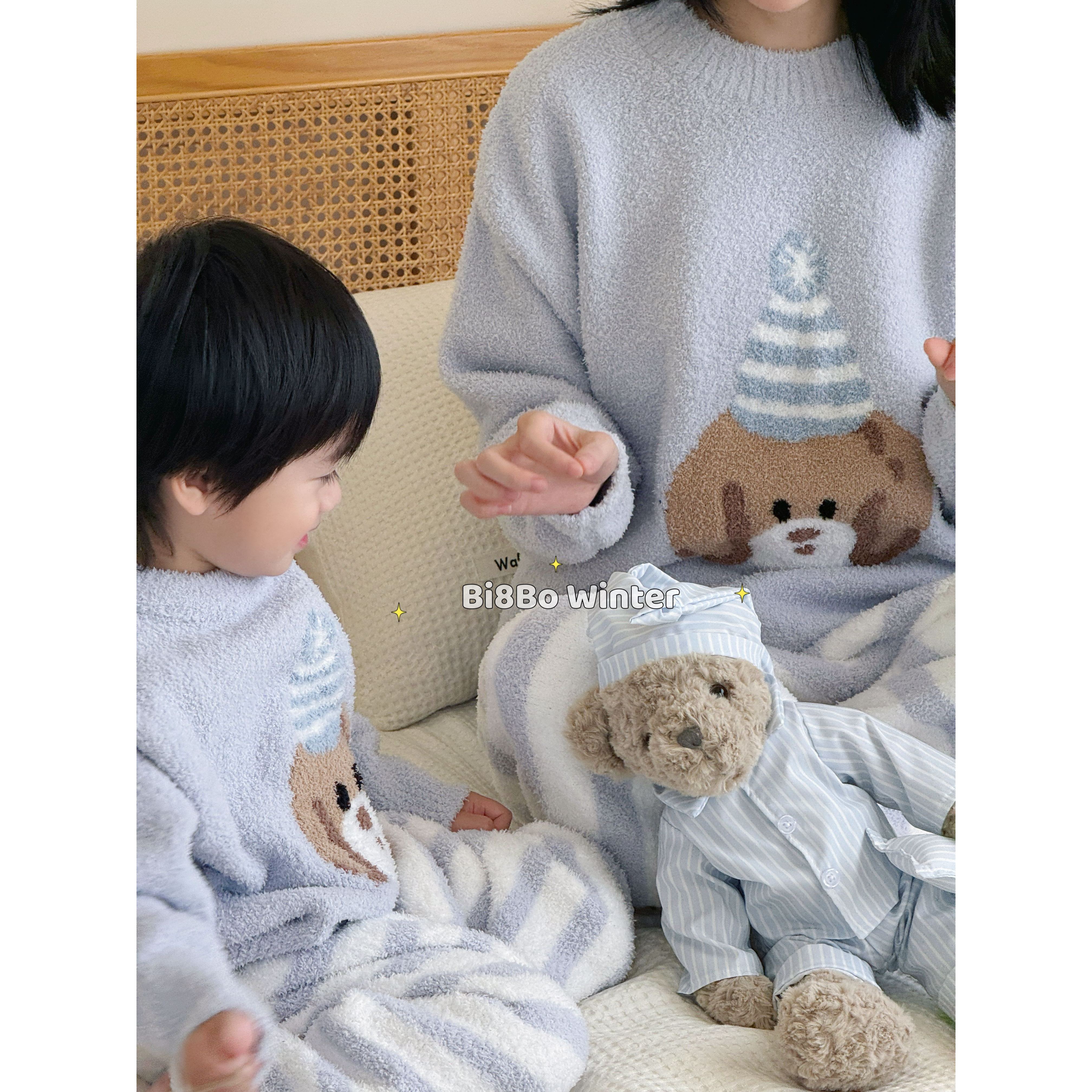 【小黄专属】bi8bo秋冬加绒加厚居家亲子半边绒睡衣套装30922-30960