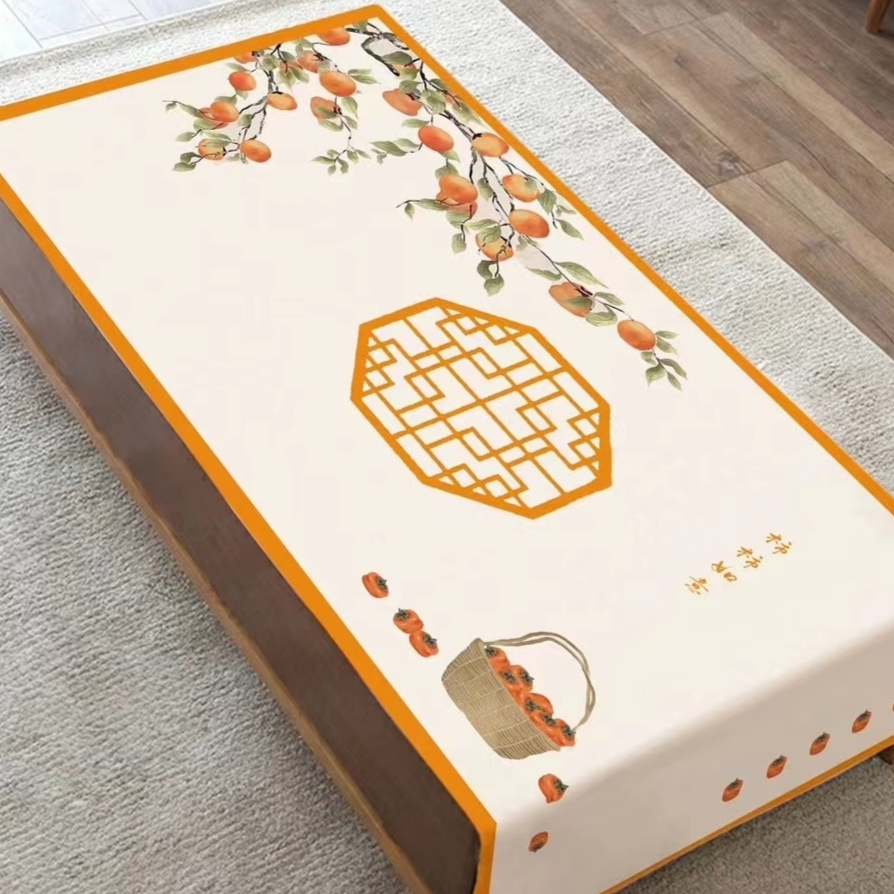 升级版花开满园桌布尺寸(150×90)精雕对花