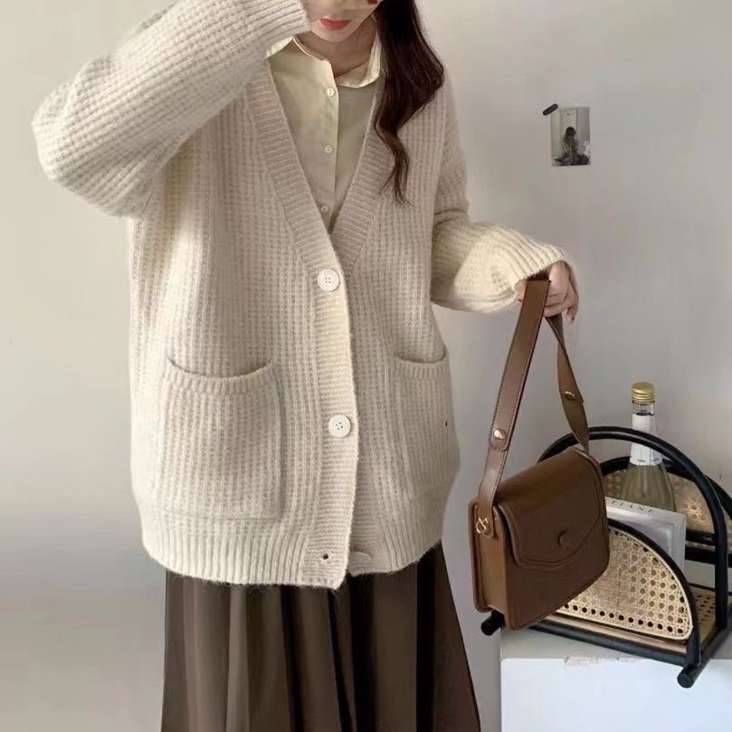 【便宜卖了】复古慵懒风针织毛衣女秋软糯宽松显瘦百搭开衫外套