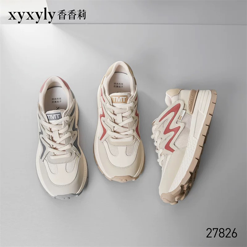 香香莉2024秋季女鞋系带老爹鞋运动潮品学生网面女休闲鞋X27826