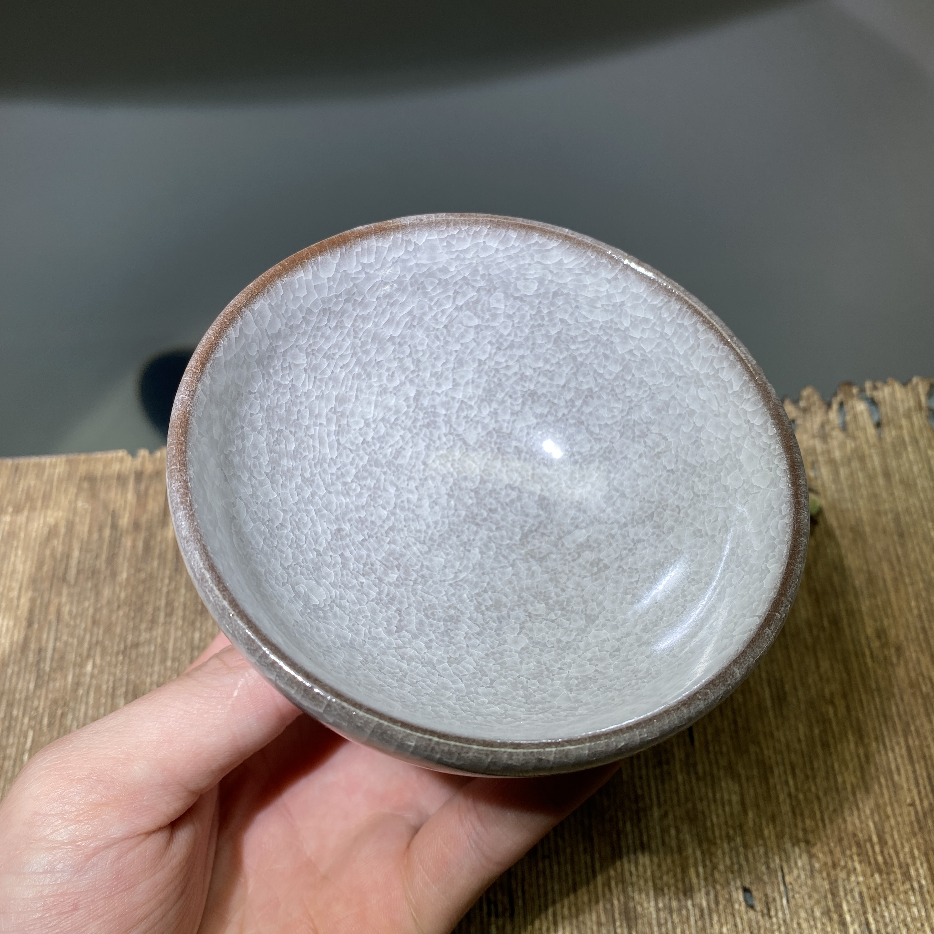 白冰裂高端茶器主人杯冰花杯冰裂纹陶瓷主人杯