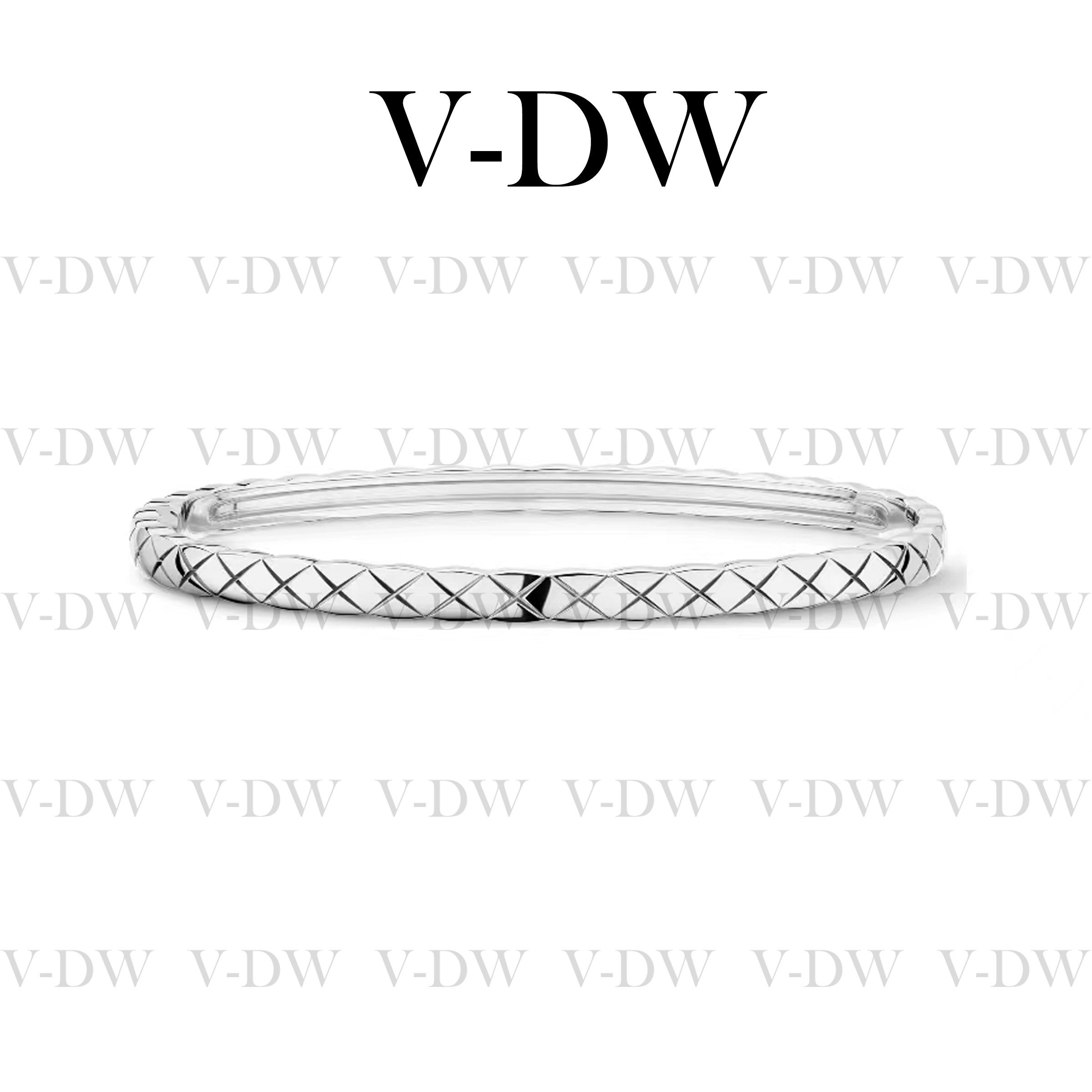 合金手镯 菱形纹轻奢极简风窄版手镯