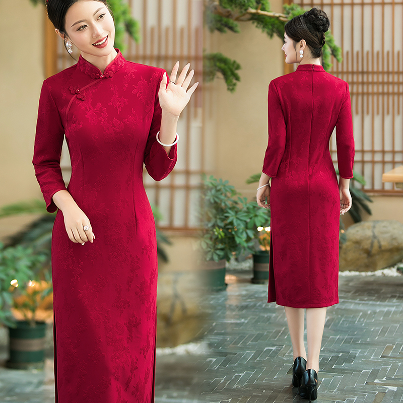 十月份婚宴装2025新款高端妈妈丈母娘礼服平时可穿新中式红色旗袍