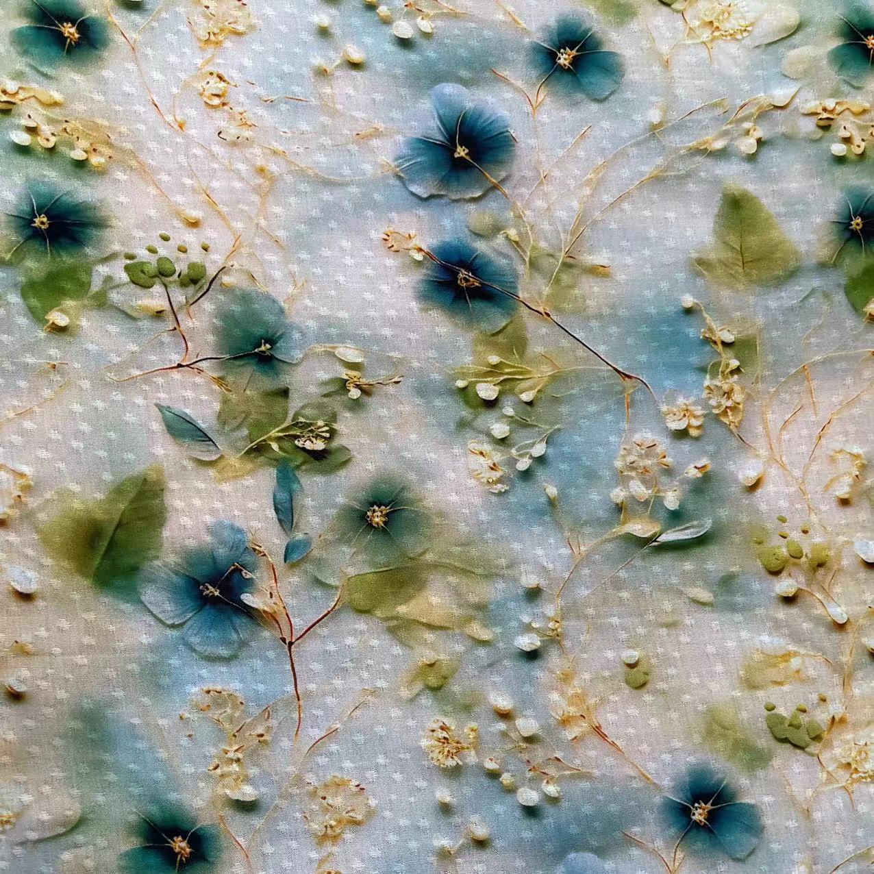 【绒兰】菱纱缎（提花木棉）布料 06号 金莲子