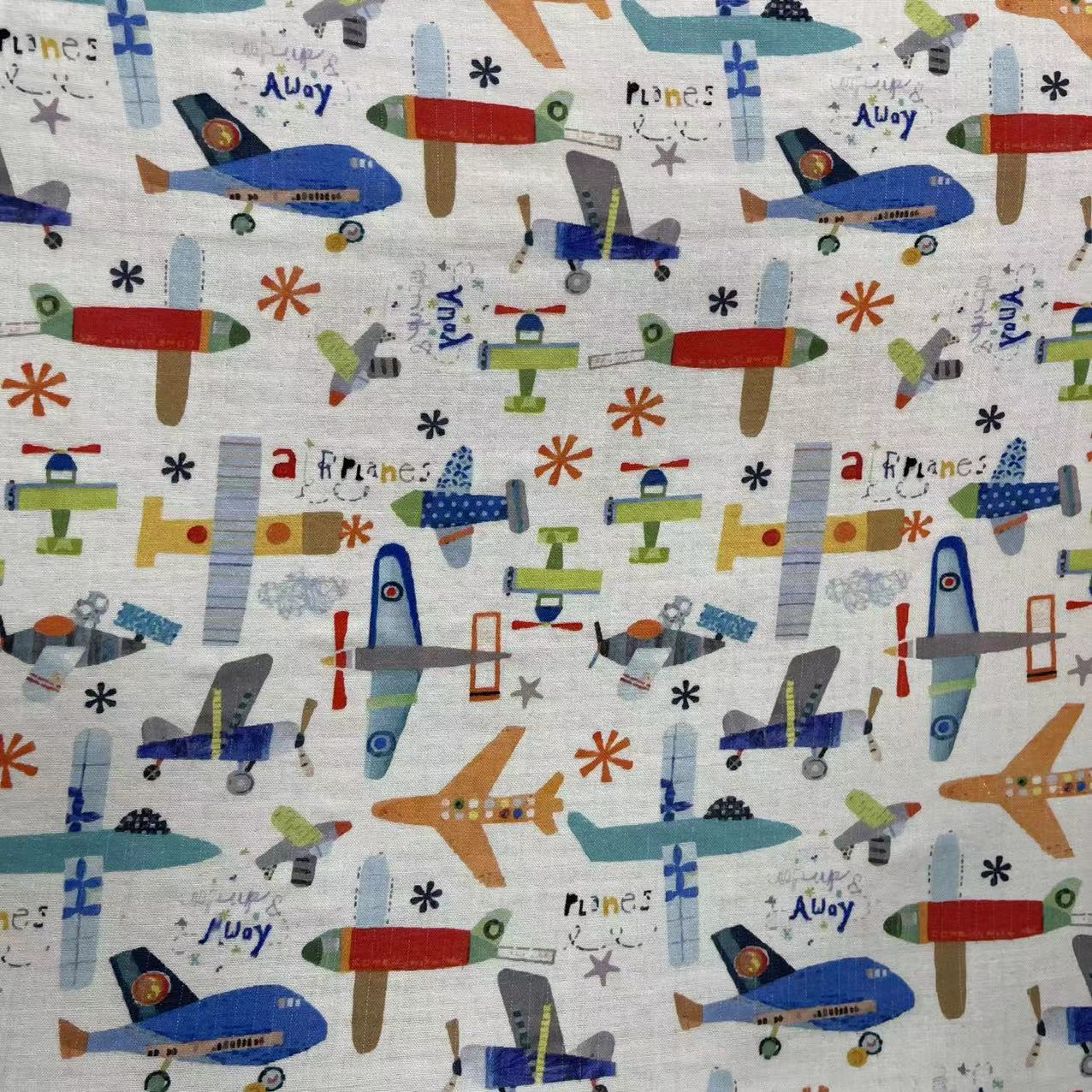 【绒兰】（门幅1.5米）竹纤维双层纱面料 69号 卡通飞机