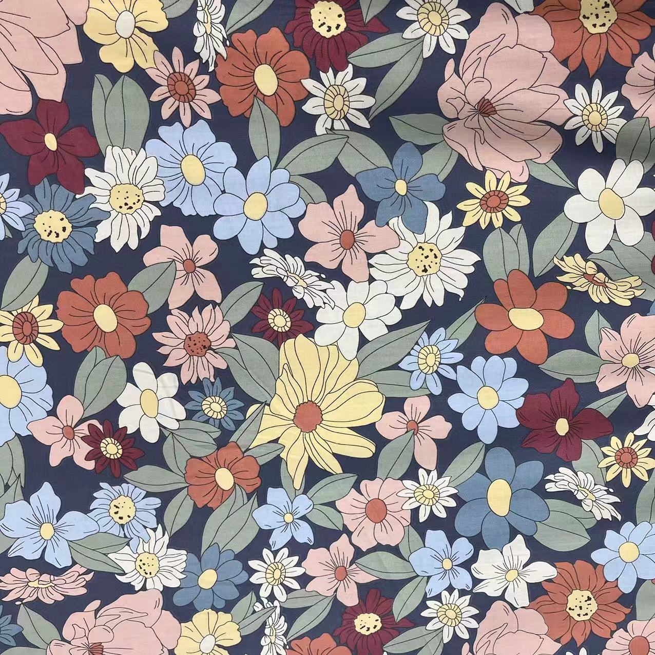 【绒兰】门幅1.6米 高支高密全棉斜纹印花棉布25#花团朵朵