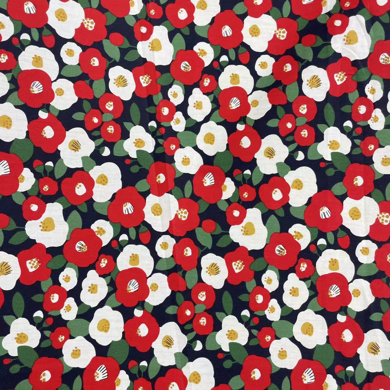 【绒兰】门幅1.6米 高支高密全棉斜纹印花棉布11#山茶花朵