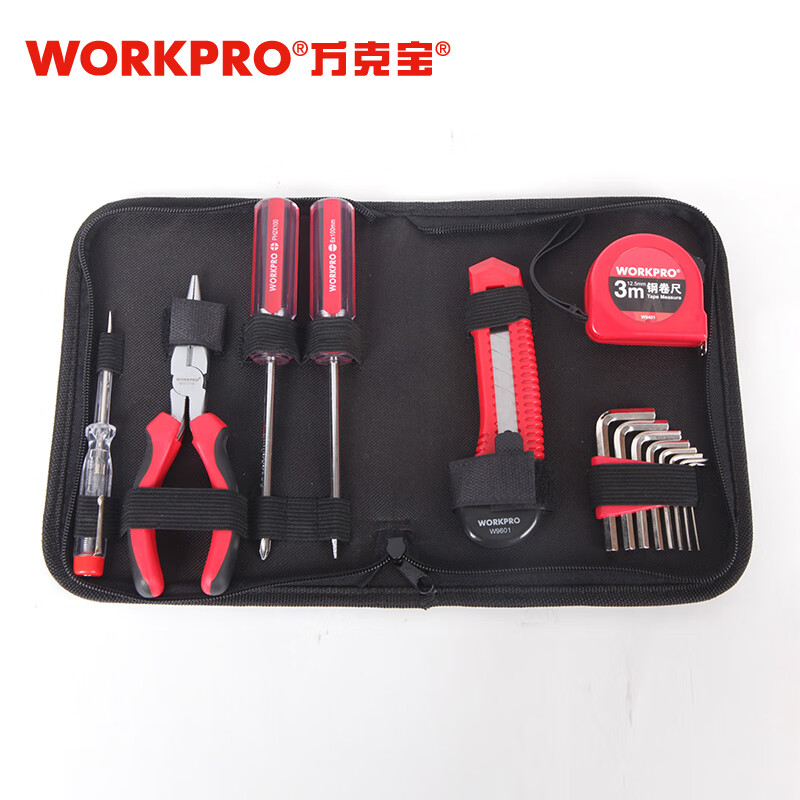 万克宝(WORKPRO)14件套高级家用电工工具组套W1214