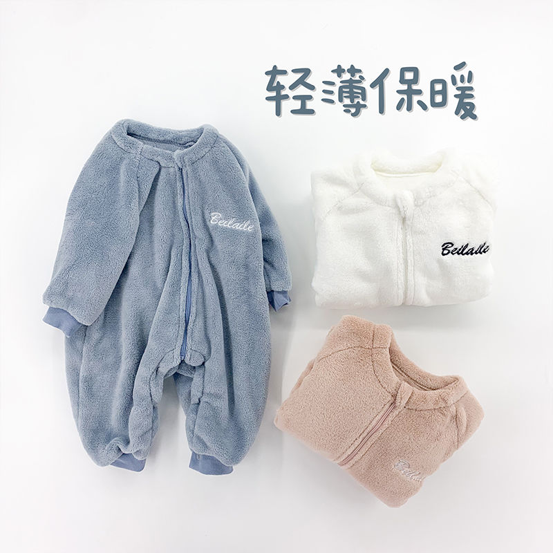 儿童连体衣长袖外穿加绒婴儿外出新生儿秋冬冬季衣服保暖过年冬款