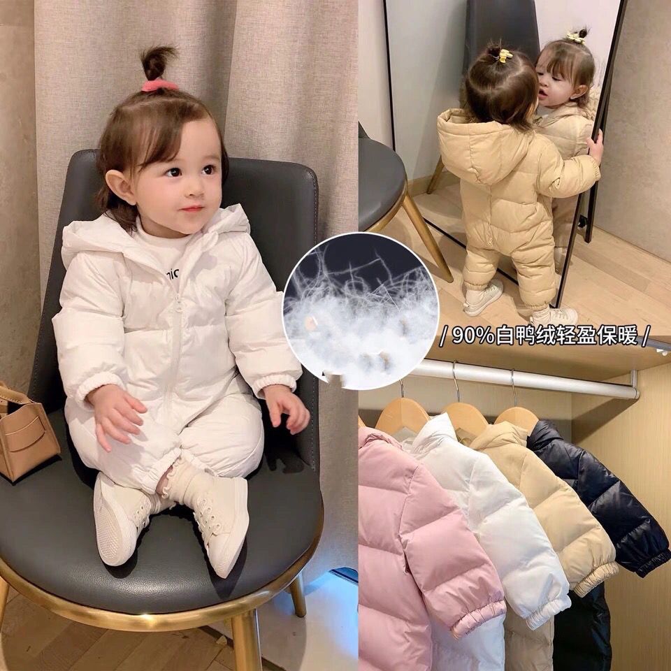 2023婴儿连体棉衣秋冬宝宝羽绒服连体衣衣服轻盈冬季拜年服外出服