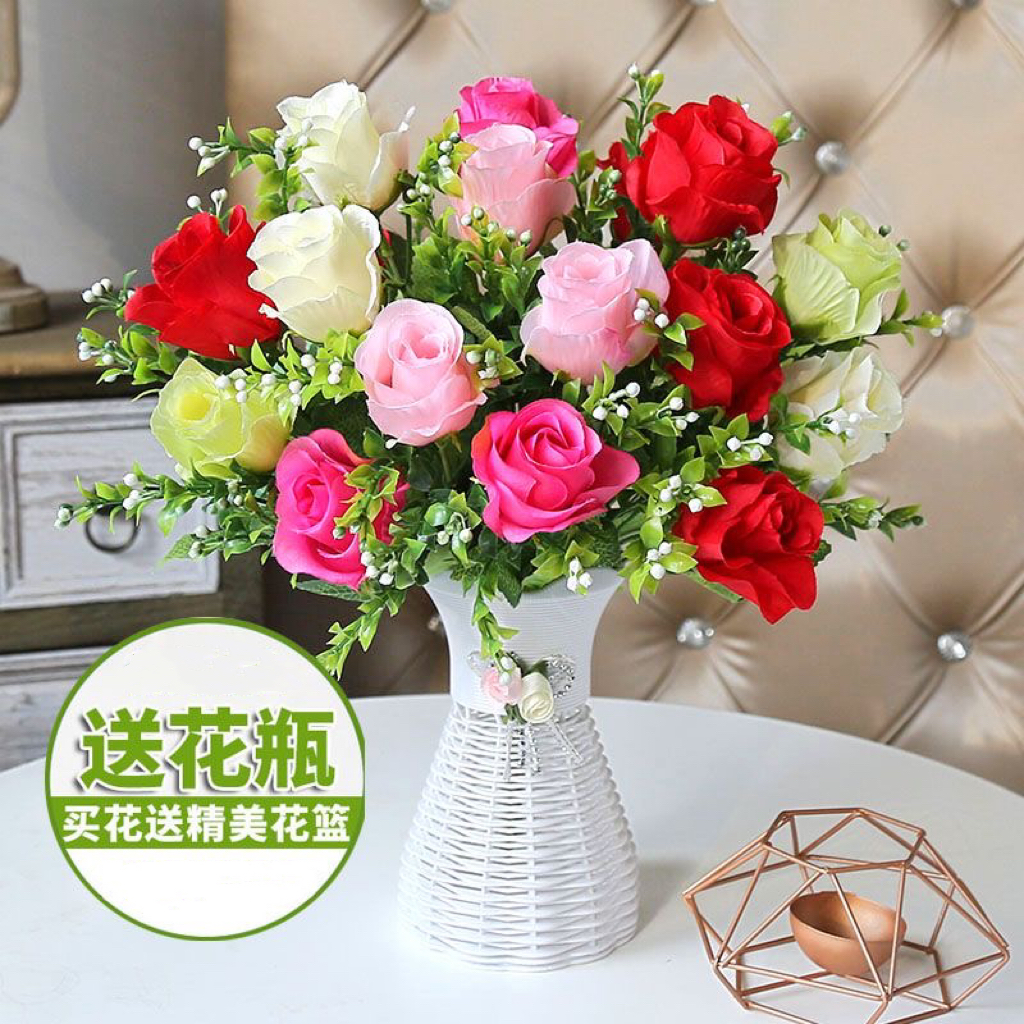 简约仿真假花餐桌卧室客厅装饰品摆设花酒柜创意摆件工艺品塑料花