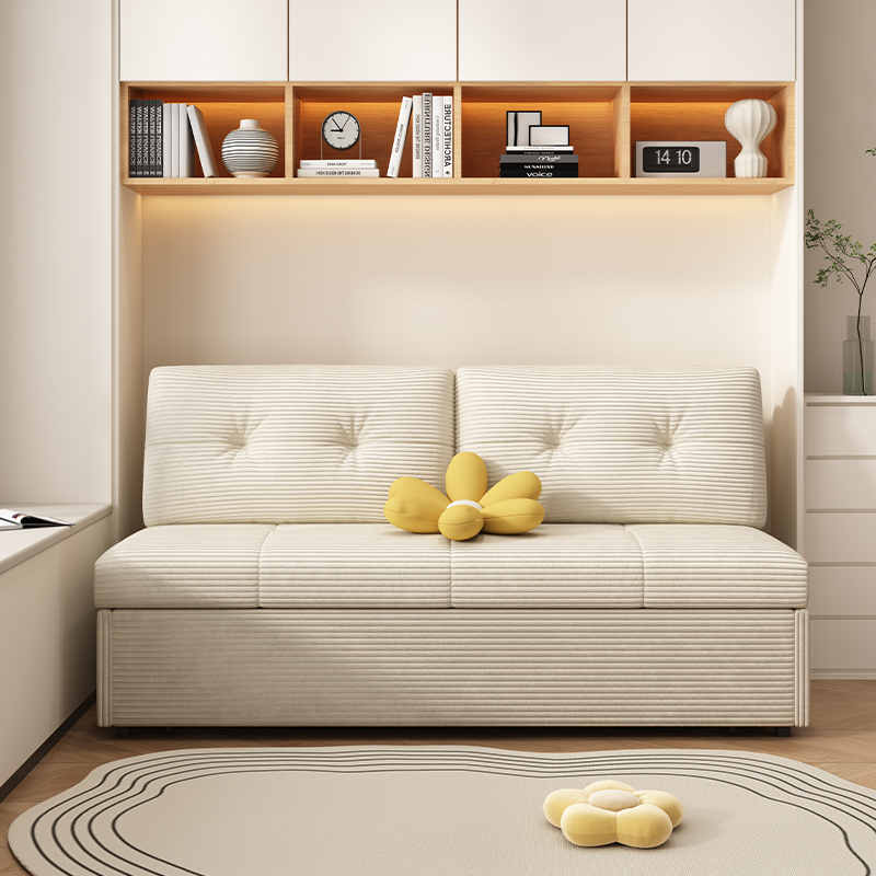 网红现代简约无扶手小户型家用折叠两用双人沙发床阳台书房用