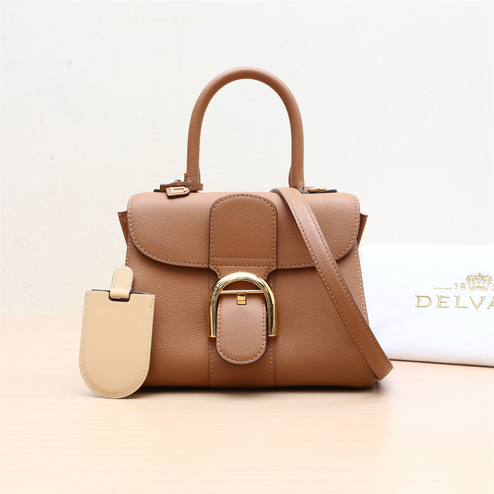 99新 Delvaux/德尔沃 小花6花 活动 Brillant Mini 外缝线 金棕包