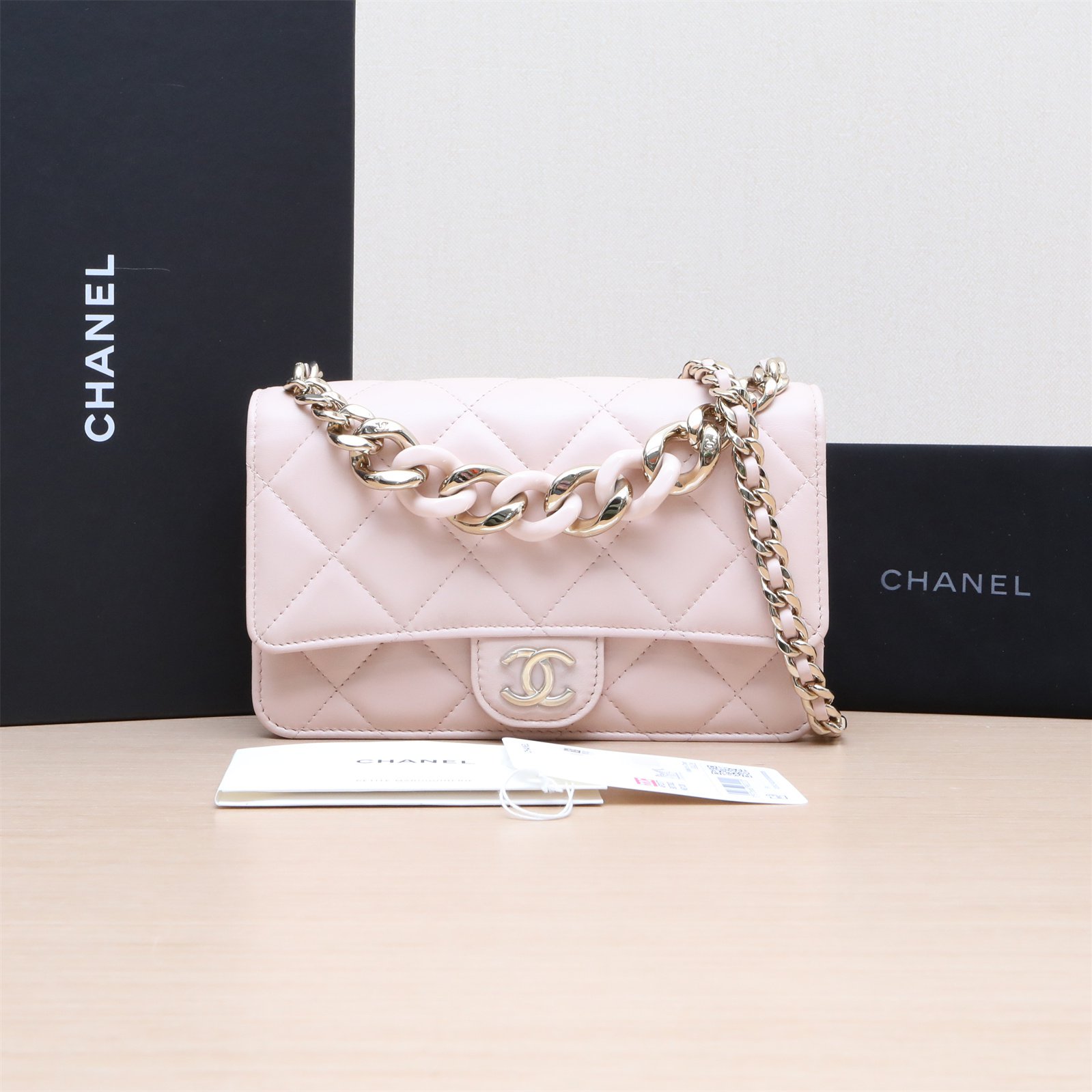 95新 Chanel/香奈儿 全15999定姑姑 22C CF WOC粗链条手柄 芯片包