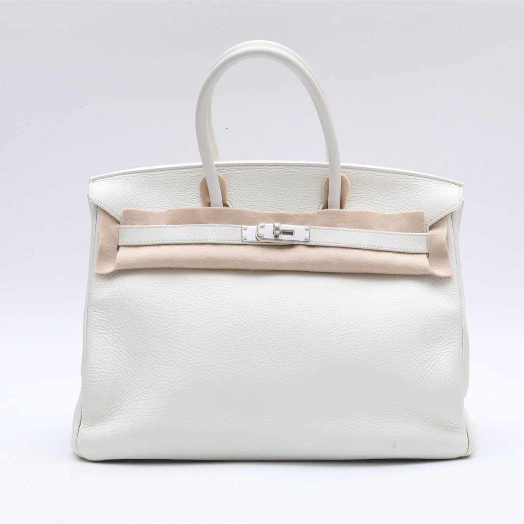 95新 Hermes/爱马仕 小花姑姑 P234551460Birkin 35 8L冰川白包
