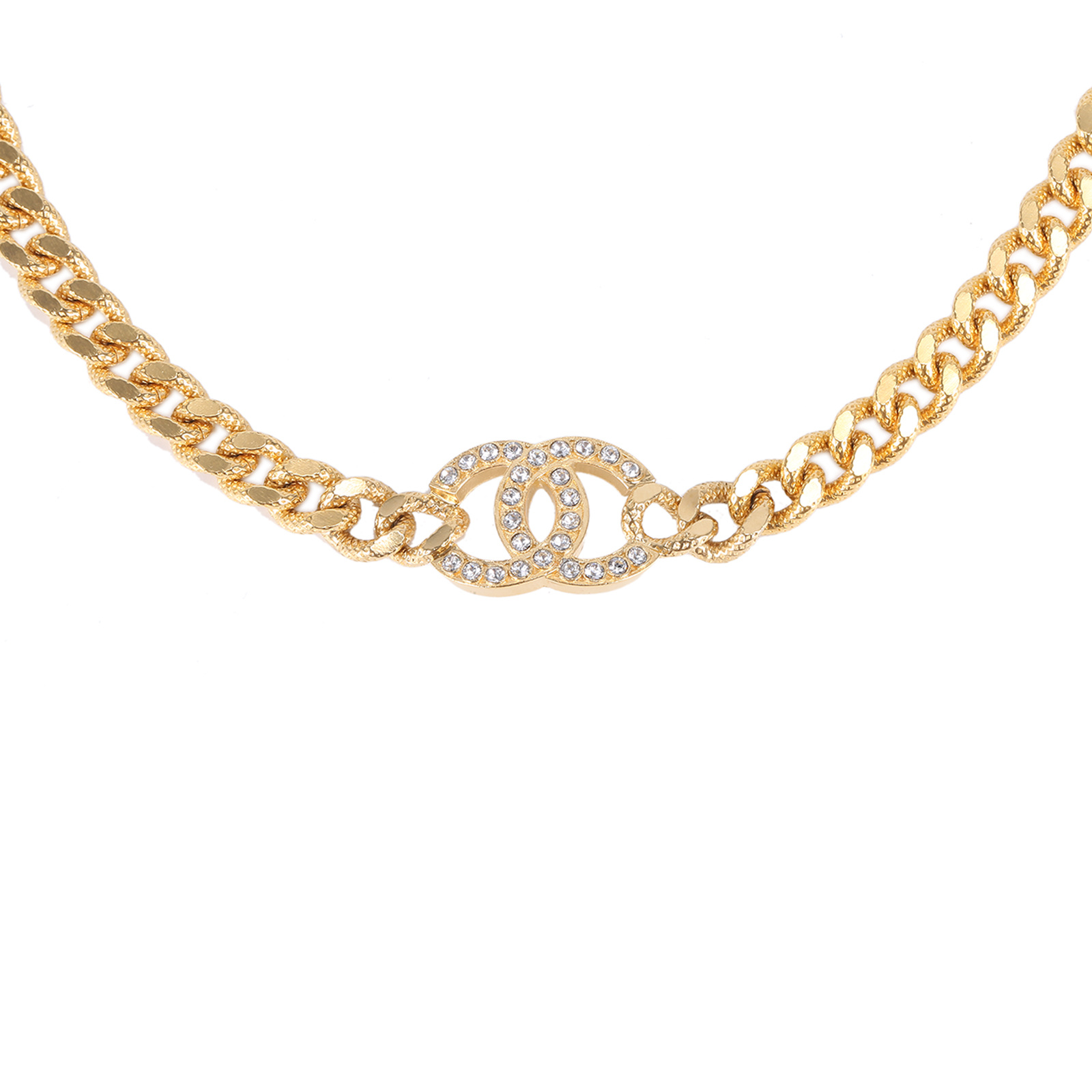 99新 Chanel/香奈儿 小花攀攀chocker 项链 双C水钻 合金