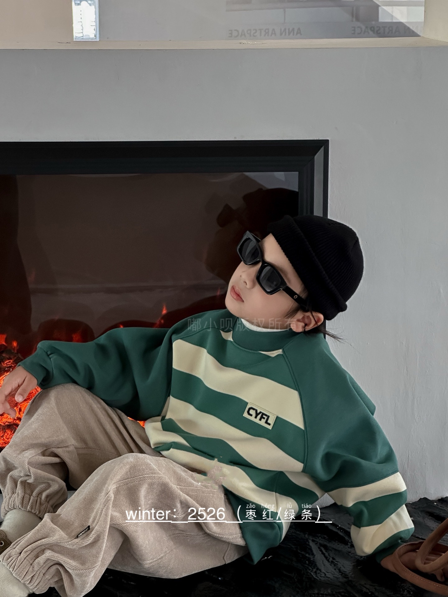 12526高端童装时尚百搭休闲加绒圆领卫衣C6-1边