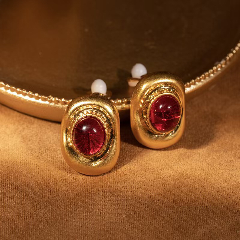 铜合金耳饰 铜合金耳饰法式复古椭圆个性小众耳夹优雅气质耳夹