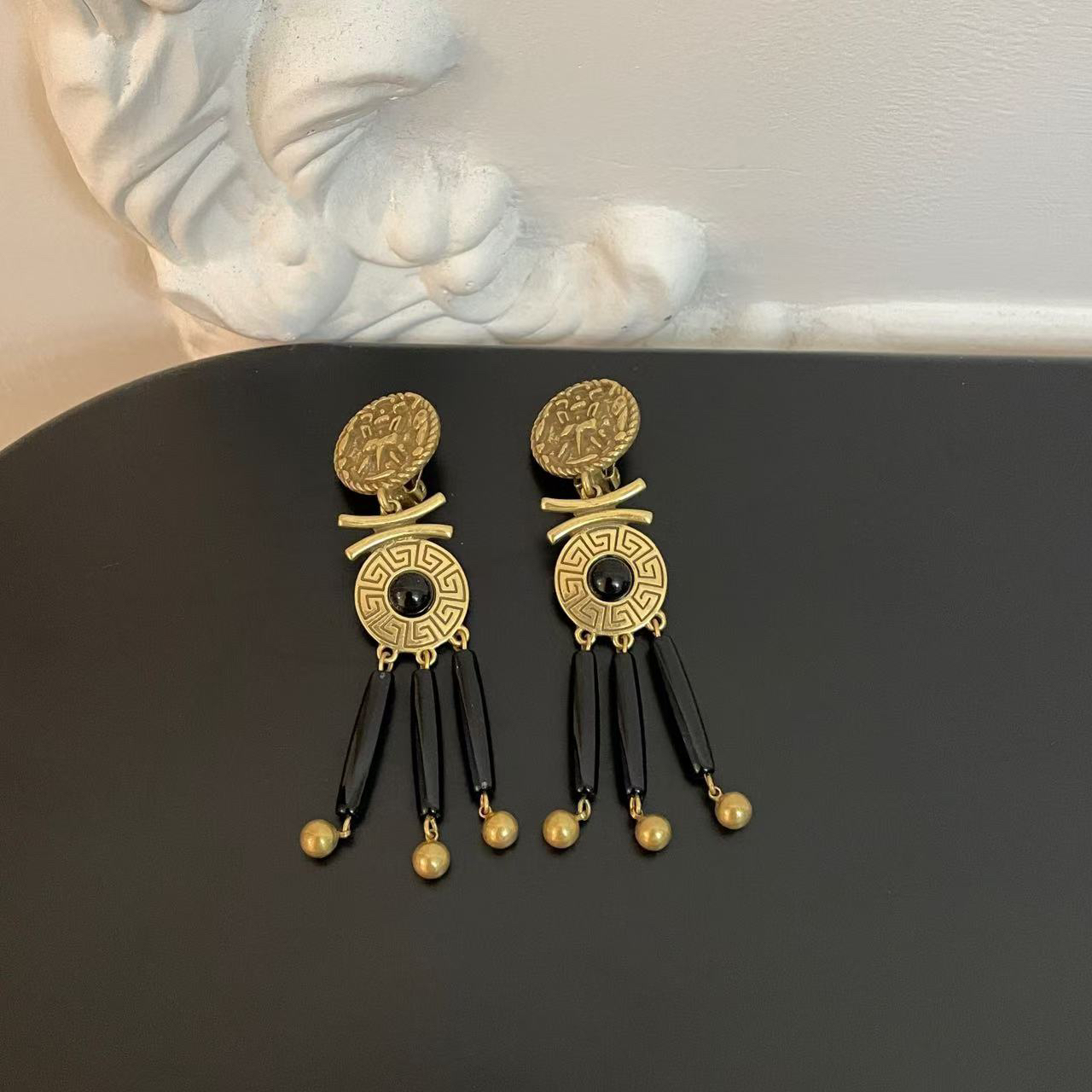 铜合金耳饰 铜合金复古宫廷耳饰 中古风耳环时尚轻奢925银针