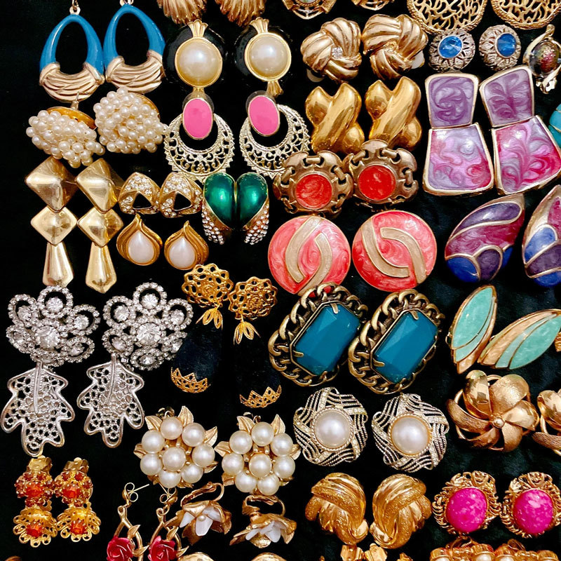 铜合金耳饰 中古风vintage复古时尚长款气质耳钉欧美925银针