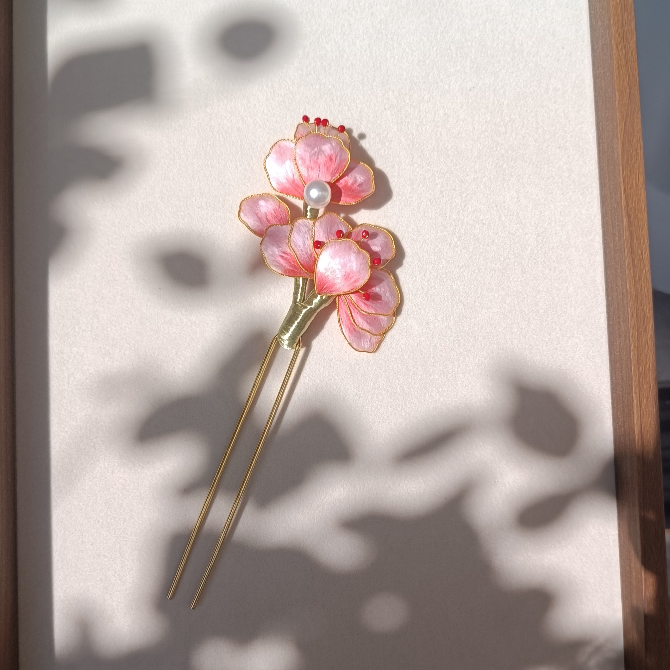 非遗绒花掐丝牡丹花发簪手工搭配汉服旗袍新中式送礼复古气质发饰