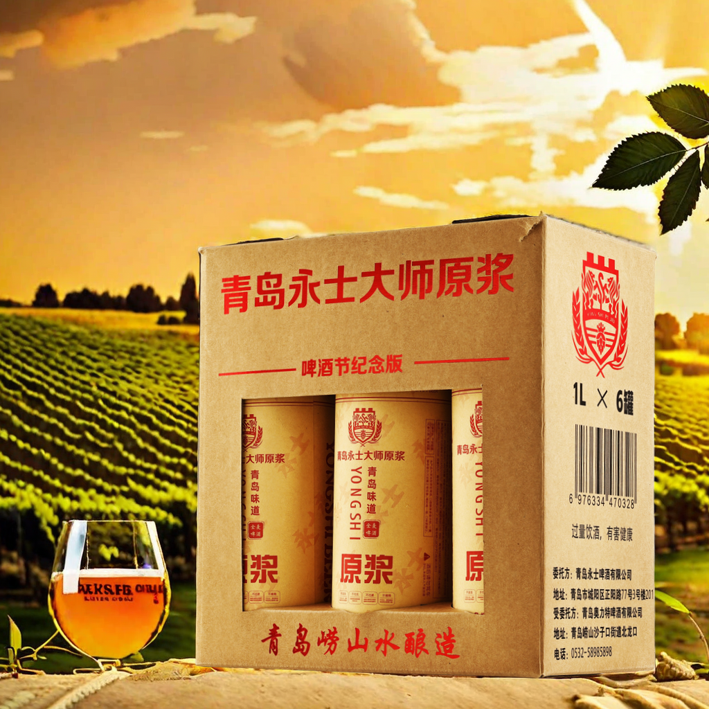 （青岛原产地）永士大师原浆小麦白啤酒13.2°P 5.2%vol 1L*6罐