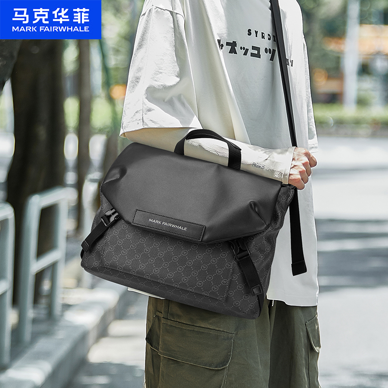 马克华菲单肩包2024新款大容量斜挎包时尚男包通勤包多功能邮差包