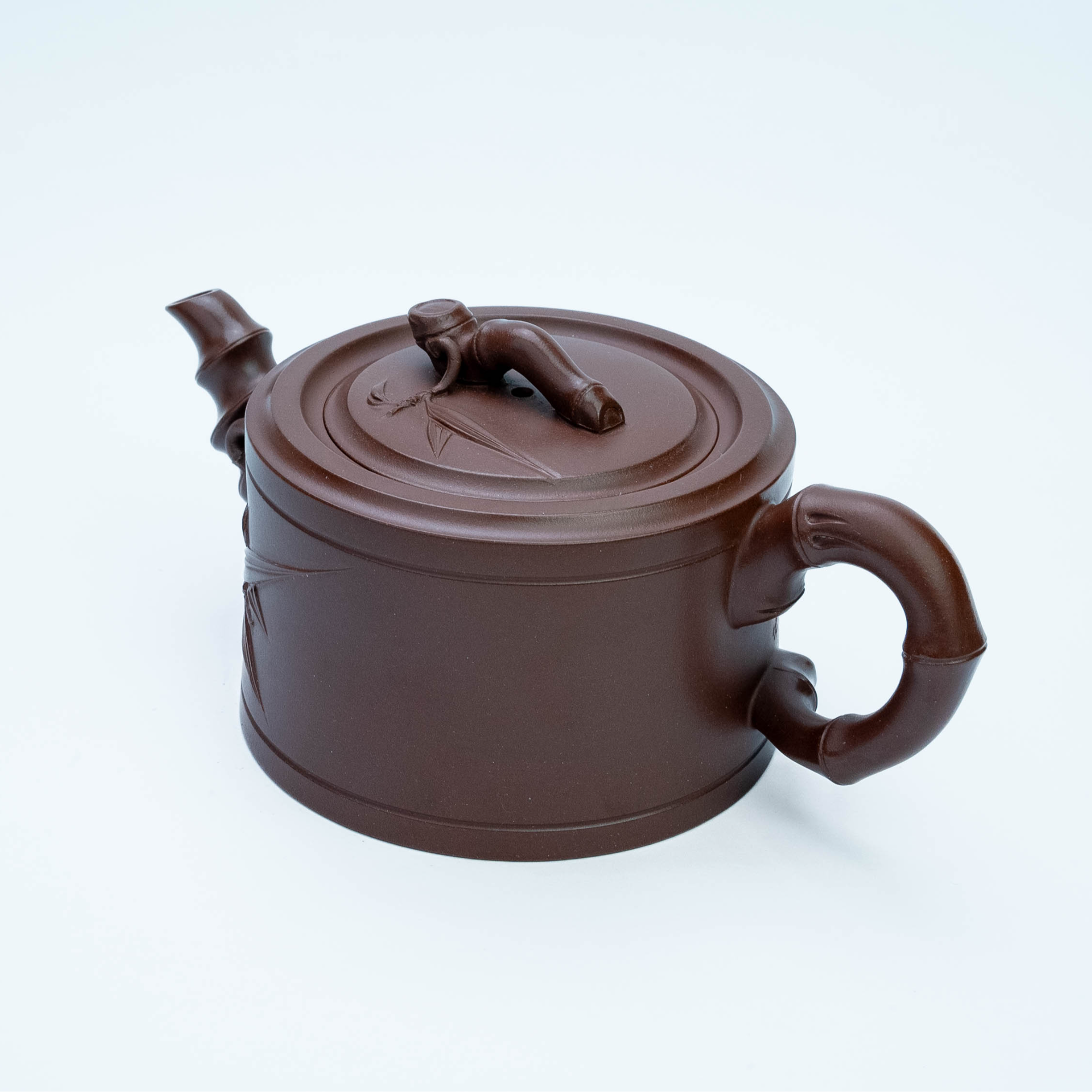 3016宜兴紫砂壶手工原矿紫泥诗竹竹段壶刻绘家用茶具茶壶300CC