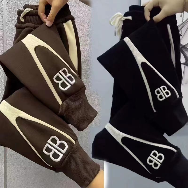 一体绒女童加绒运动裤秋冬宝宝哈伦裤加厚卫裤中大童休闲保暖裤RT