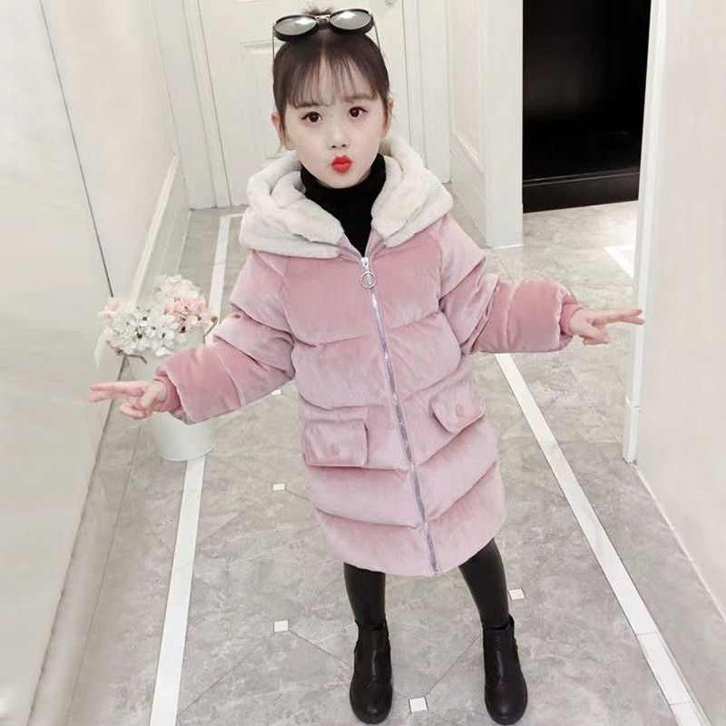 女童棉衣外套2023新款洋气小女孩棉袄儿童秋冬季中长款加厚棉服潮