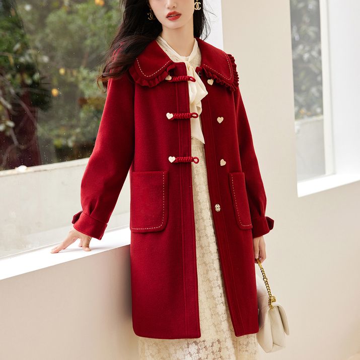 风衣女时尚大衣2022年冬季新款淑女温柔宽松显瘦通勤中长款外套女