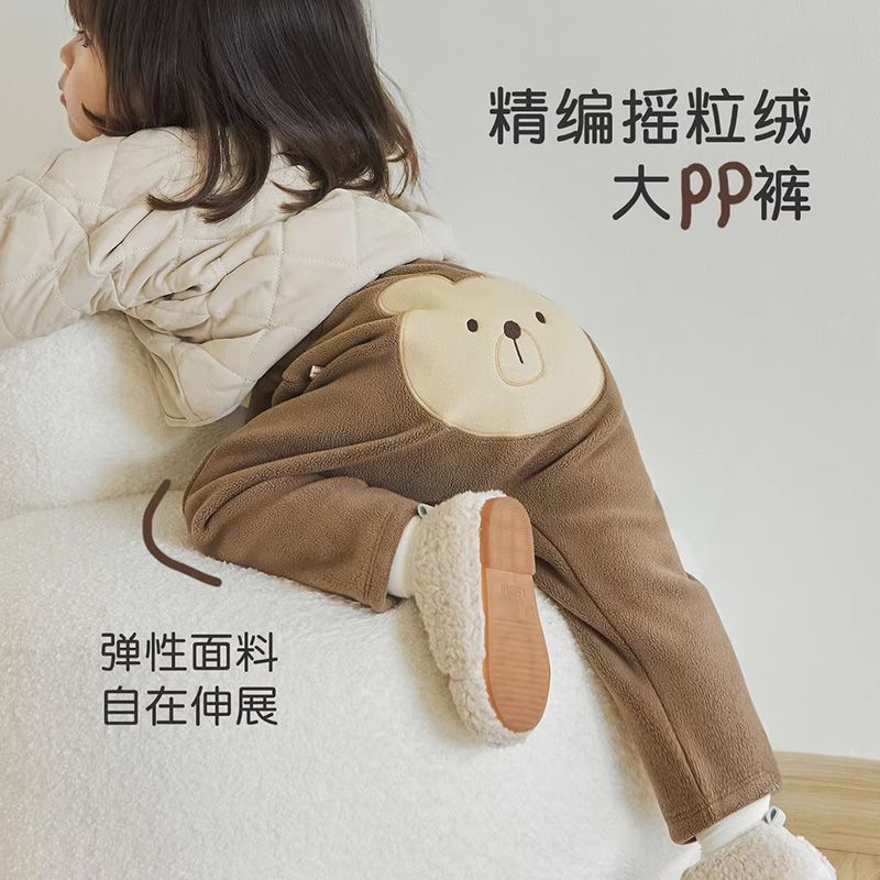 宝宝加绒pp裤子2023秋冬季新款婴儿大屁屁裤儿童男女童棉裤保暖裤