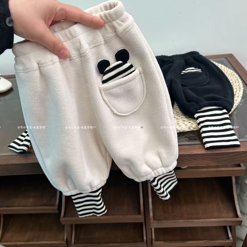 加绒裤子秋冬新款男女童韩版可爱休闲暖暖裤婴儿束腿