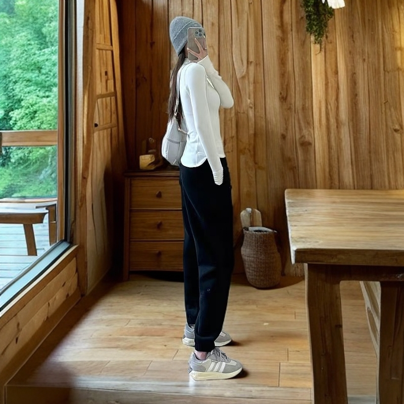 LL秋冬加绒束脚裤2024新款裤子厚款女运动裤