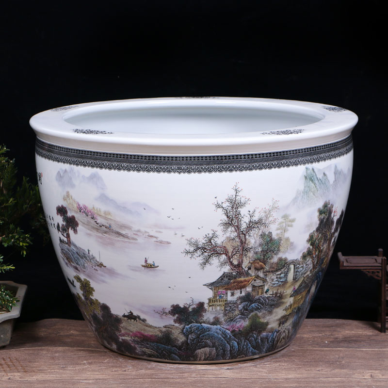 景德镇陶瓷荷花睡莲养金鱼缸客厅大号专用水盆客厅阳台庭院招财缸