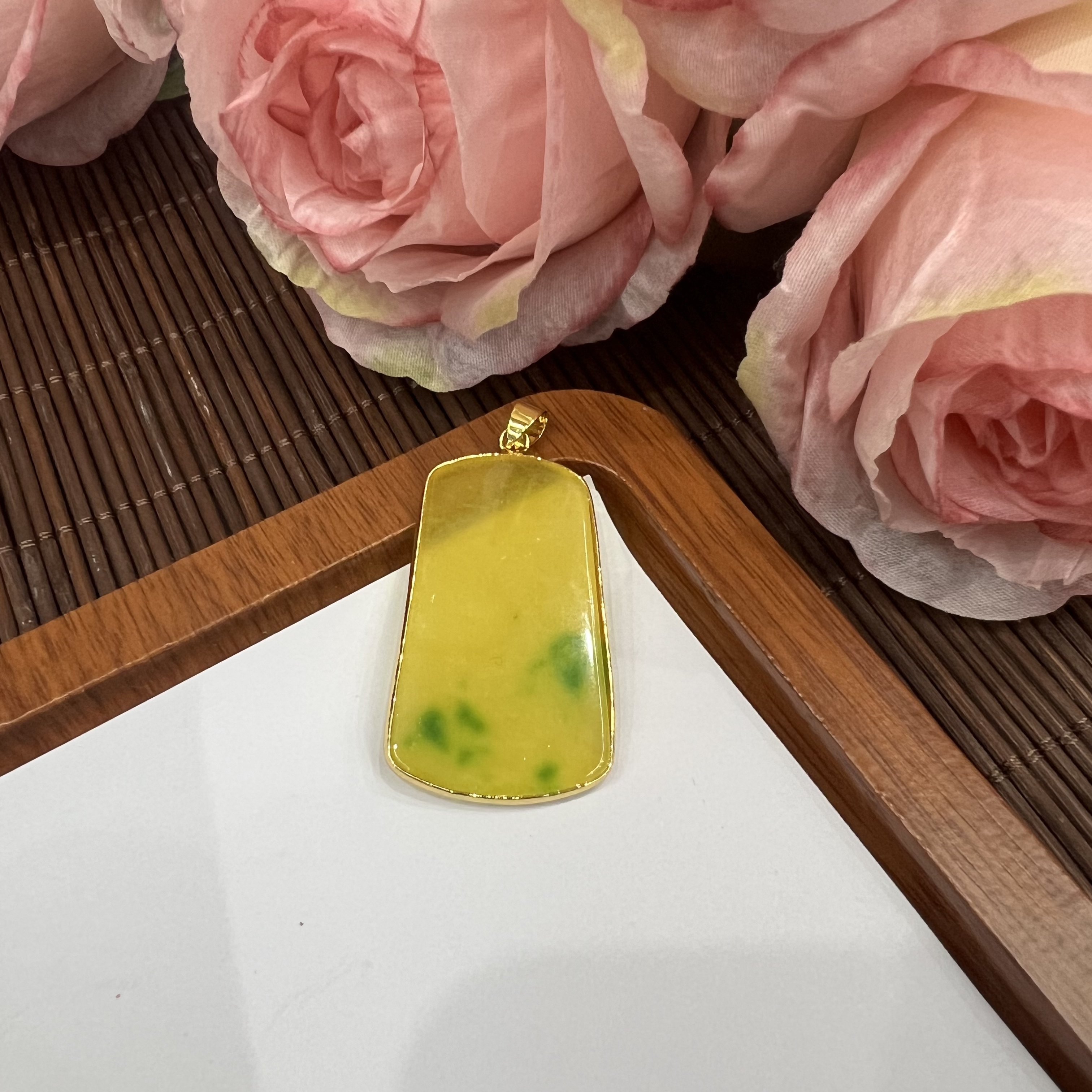 高定珠宝黄翡无事牌吊坠HF462S998