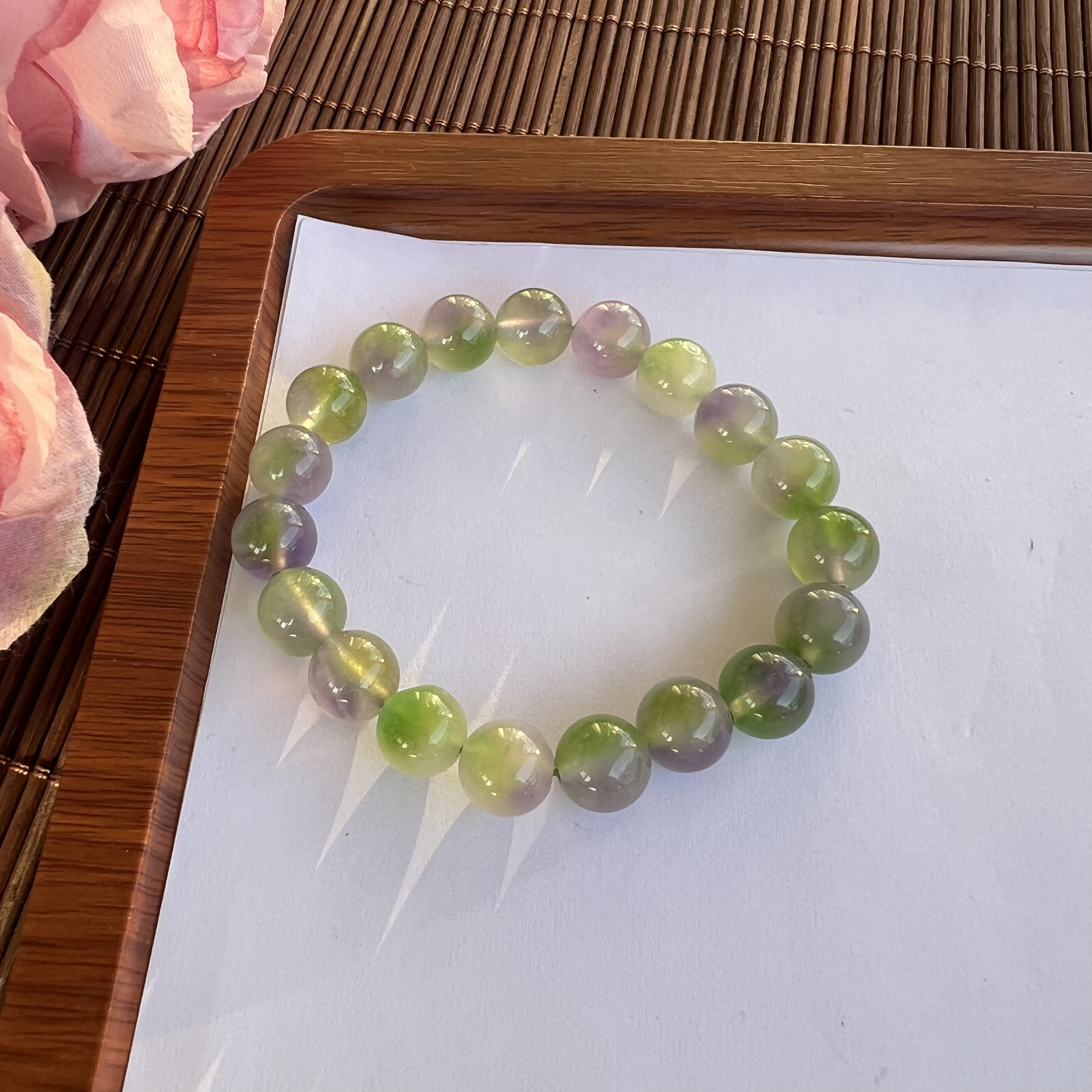 高定珠宝翡翠春带彩手链HF350S888