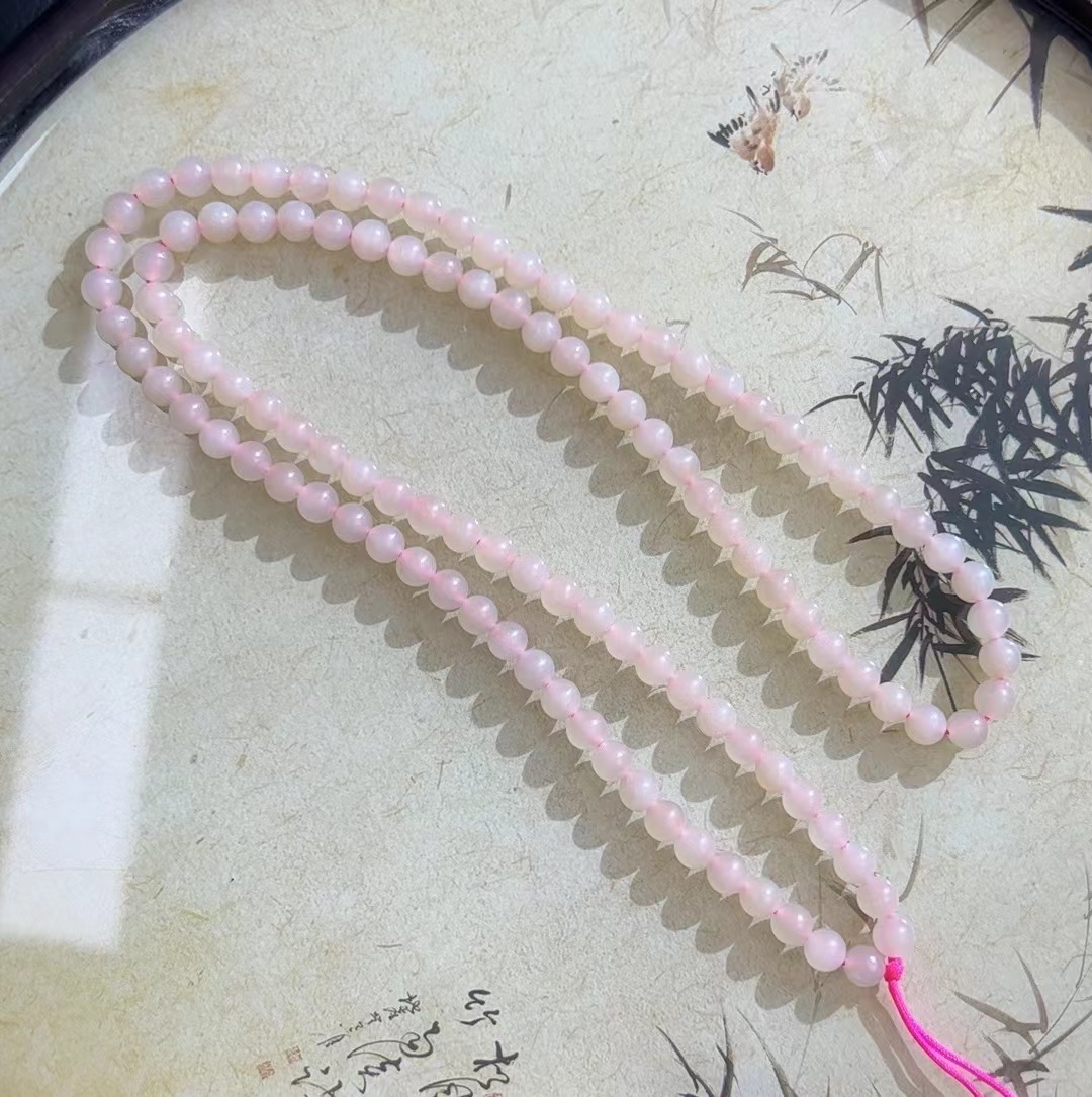 青海料藕粉色冰粉色调5mm6mmDIY半成品珠链手链百搭项链
