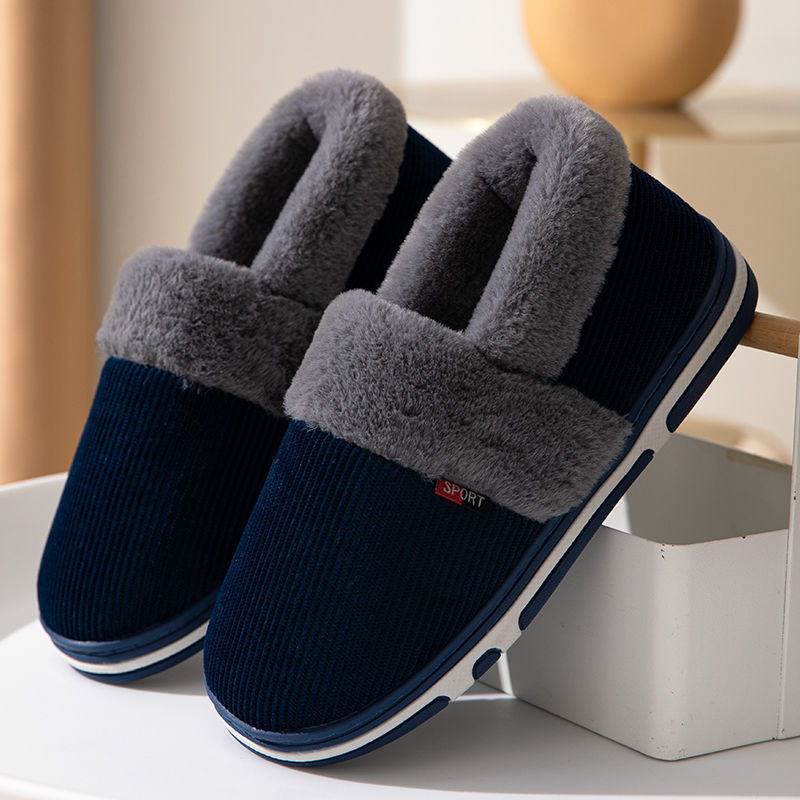 冬季包跟棉拖鞋男新款厚底加绒加厚保暖舒适防滑情侣家用棉拖鞋女