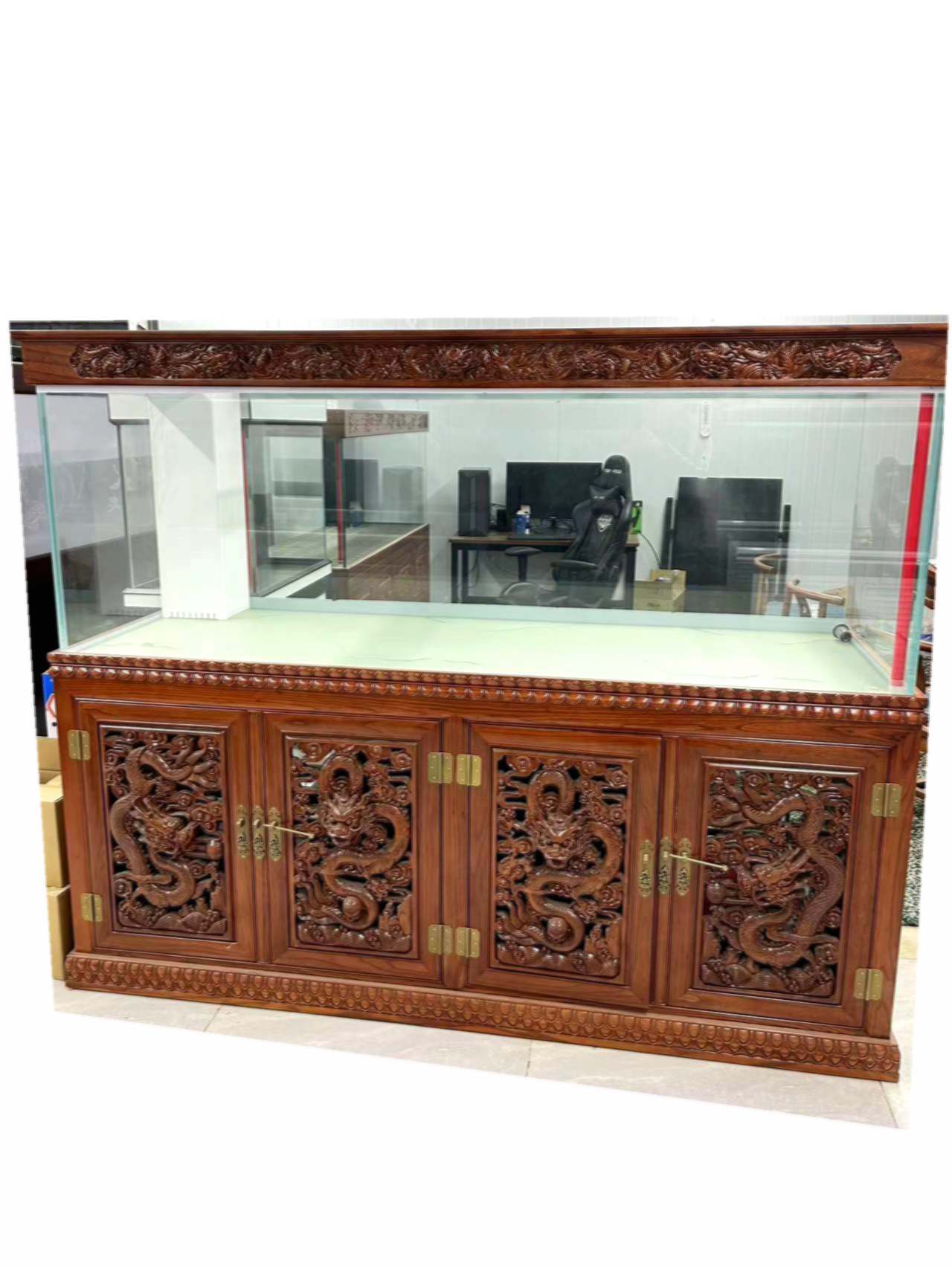 两米70宽实木鱼缸办公室一体干湿分离双出水设计过滤耐用直角溢流