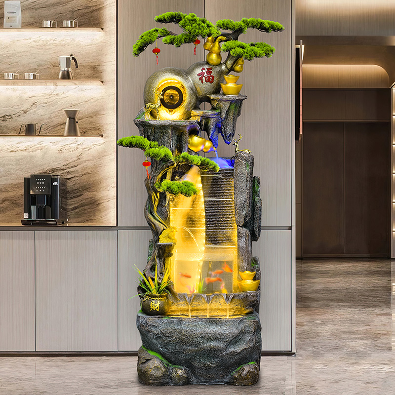 假山流水摆件办公室客厅循环水喷泉景观鱼缸风水轮电视柜玄关装饰